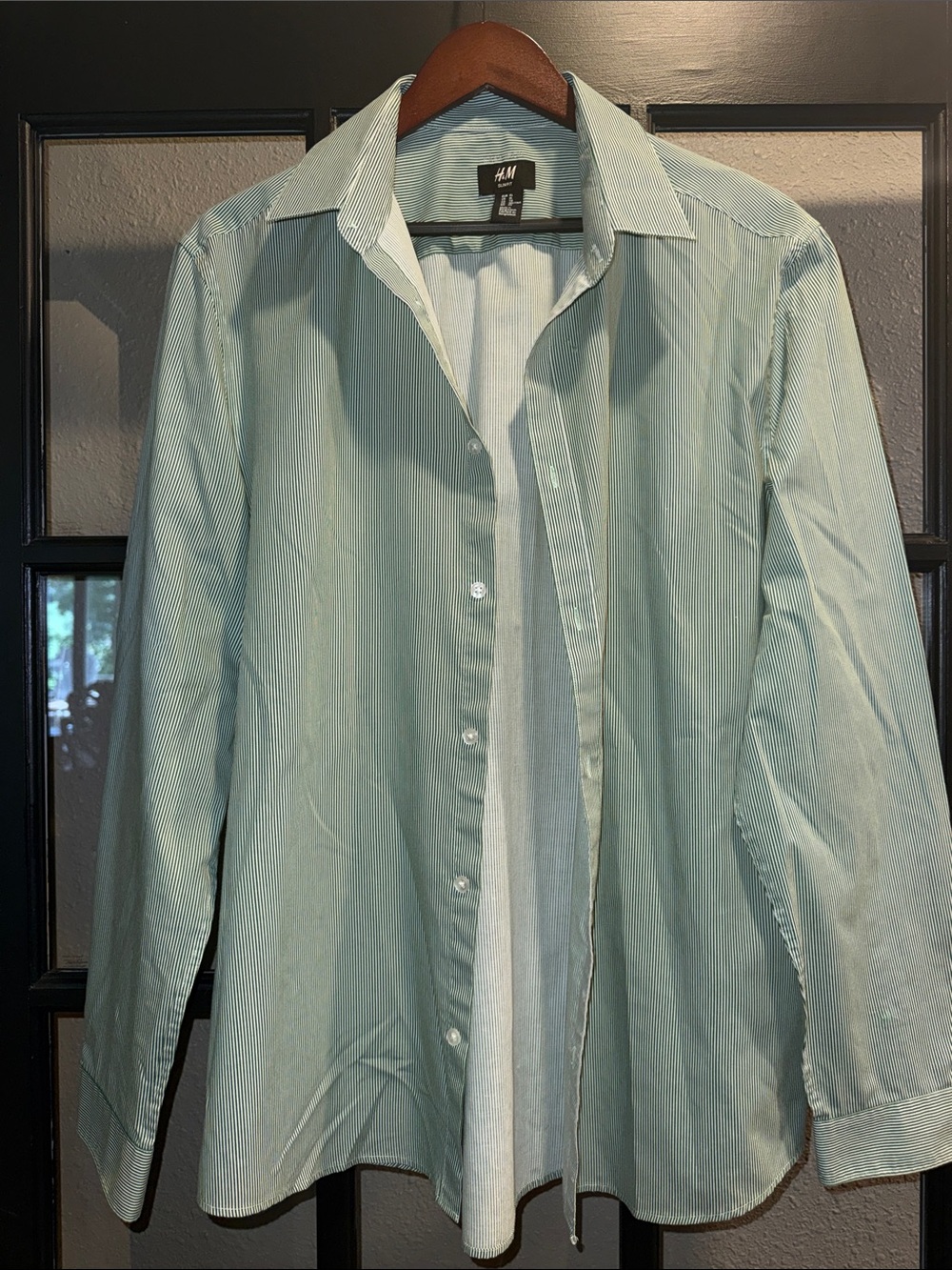H&M Men's Mint Green Pinstripe Button-Up Shirt